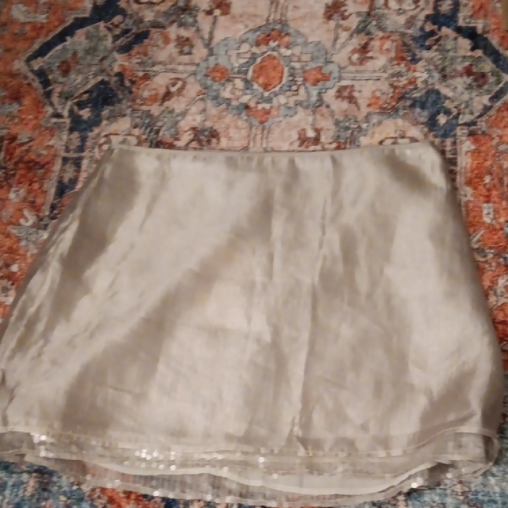 Mango Metallic Cream Mini Skirt